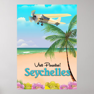 Visitez Paradis ! Affiche de voyage aux Seychelles