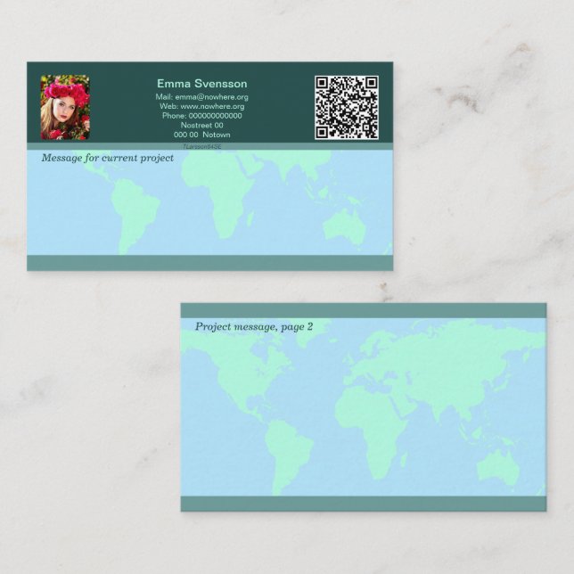 Visitkort — Connect, World Telefonnummerkarte (Vorne/Hinten)