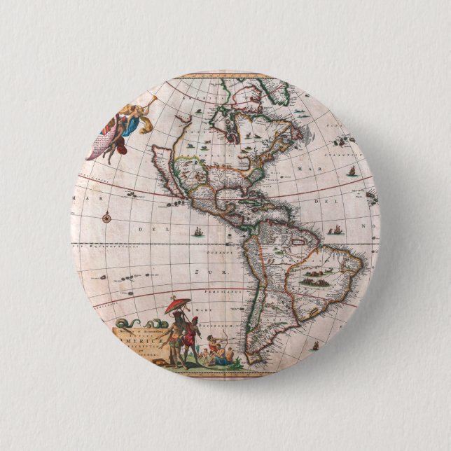 Visscher-Karte der Neuen Welt Button (Vorderseite)