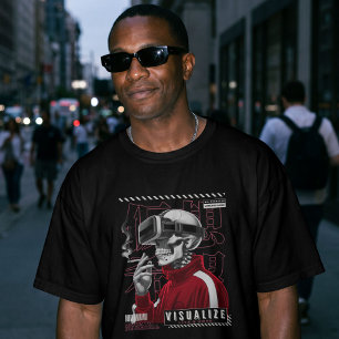 Visualisiere Lebenshoffnung – Cyberpunk-Skelett VR T-Shirt