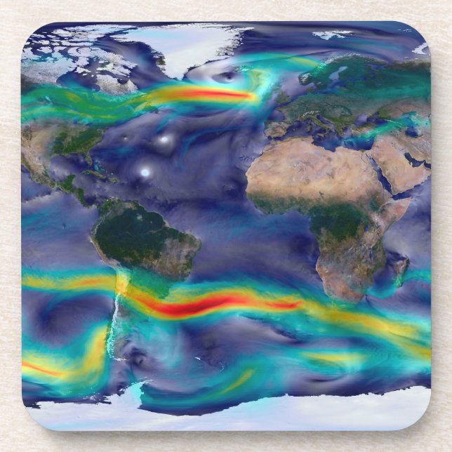 Visualisierung der globalen Winde. Getränkeuntersetzer (Vorderseite)