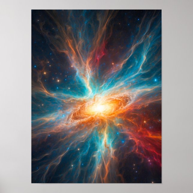 Visualisierung eines Urknalls im Weltraum Poster (Vorne)