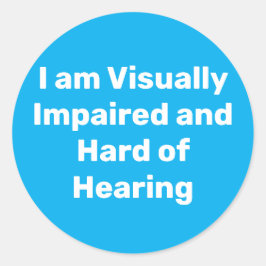 visually impaired and hard of hearing blue runder aufkleber