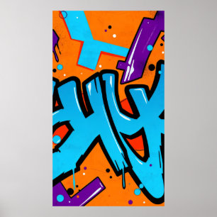 visuell auffallend dynamischer Graffiti Poster