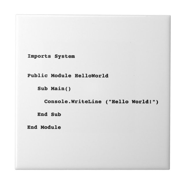 Visuell Basic Hello World Gruß Fliese (Vorderseite)