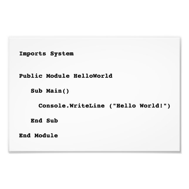 Visuell Basic Hello World Gruß Fotodruck (Vorne)