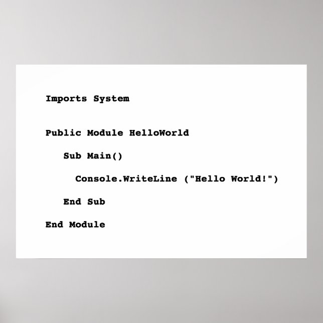 Visuell Basic Hello World Gruß Poster (Vorne)