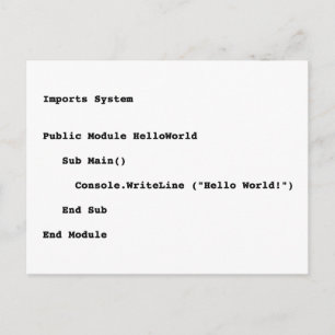 Visuell Basic Hello World Gruß Postkarte