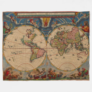 Visuell beeindruckende lebendige alte Weltkarte Fleecedecke