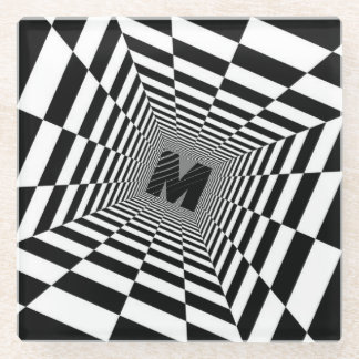 Visuelle Illusion, Monogramm oder Initialzündung Glasuntersetzer