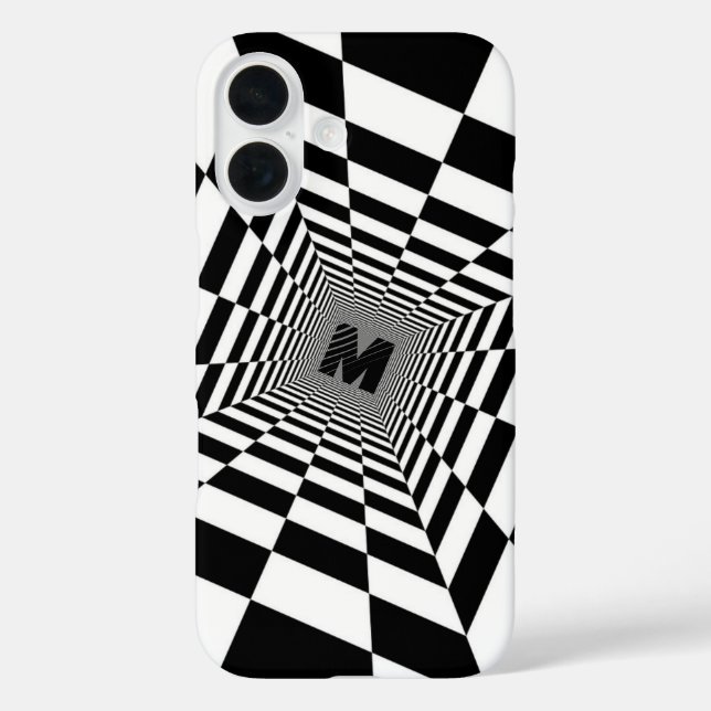 Visuelle Illusion, Monogramm oder Initialzündung iPhone 16 Hülle (Rückseite)