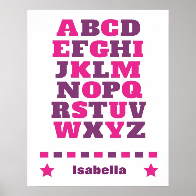 Visuelles Baby-Alphabet rosa lila abc-Poster Poster (Vorne)
