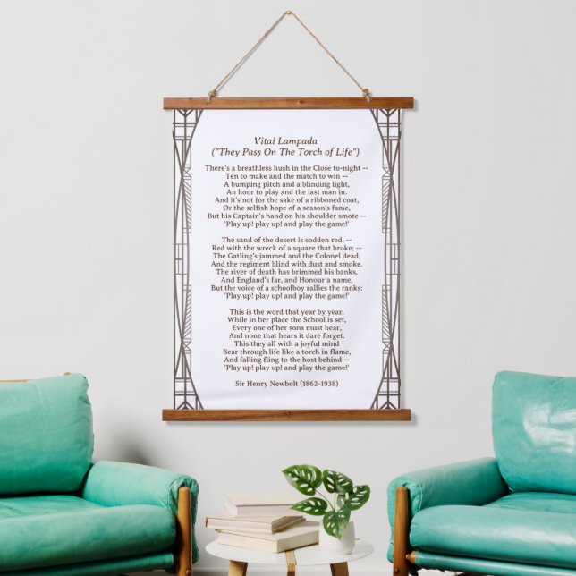 Vitai Lampada Newbolt Poem Wandteppich Mit Holzrahmen (Wohnzimmer)