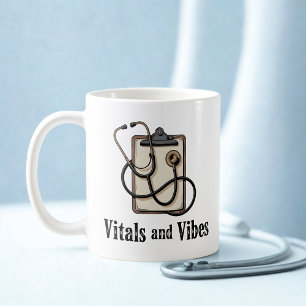 Vitals und Vibes   Gesundheitswesen Humor Design  Kaffeetasse