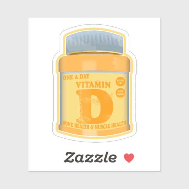 Vitamin D Kapseln Gesundheit und Wohlbefinden Aufkleber (Blatt)