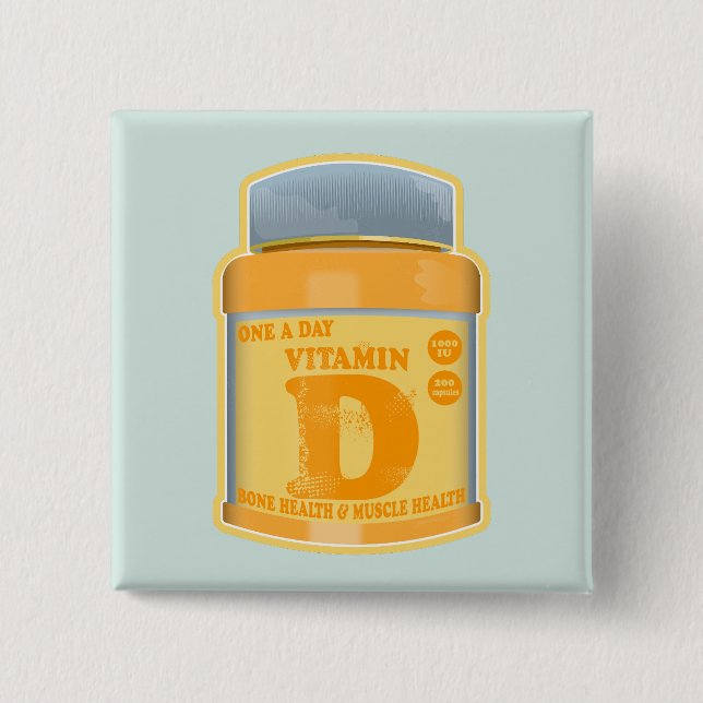 Vitamin D Kapseln Gesundheit und Wohlbefinden Button (Vorderseite)