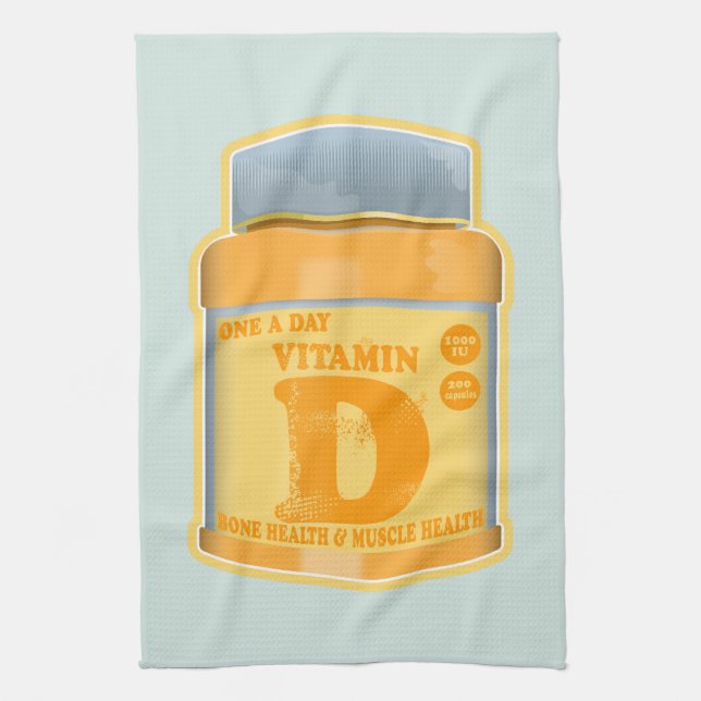 Vitamin D Kapseln Gesundheit und Wohlbefinden Geschirrtuch (Vertikal)