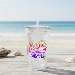 Vitamin Meer Strand Thema Acryltrinkbecher