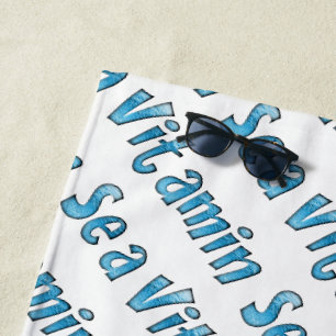 Vitamin Sea Funny Typografy Ocean Beach Towel Strandtuch