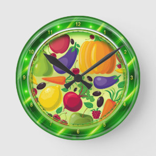 Vitamins Glass Plate Wall Clock Runde Wanduhr