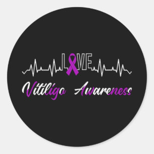 Vitiligo Awareness Liebe Heartbeat Lila Multifunkt Runder Aufkleber