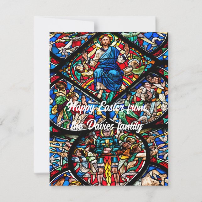 Vitrail Bonne carte de Pâques avec texte modifiabl (Devant)