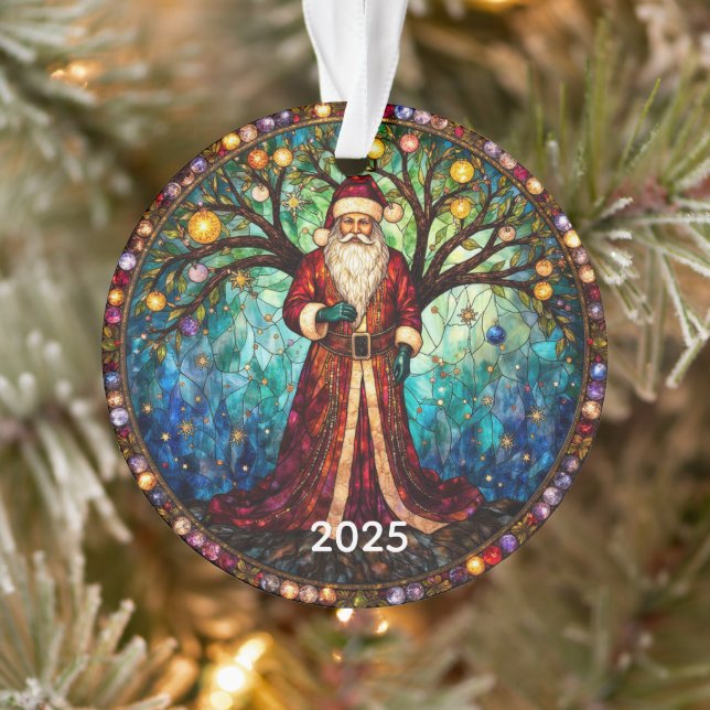 Vitrail Santa Claus Noël Arbre de vie (Arbre)