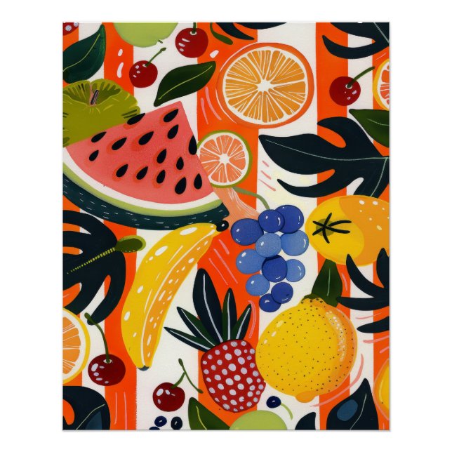 Vitrine Tropical Fruit Pattern Illustration Poster (Vorderseite)