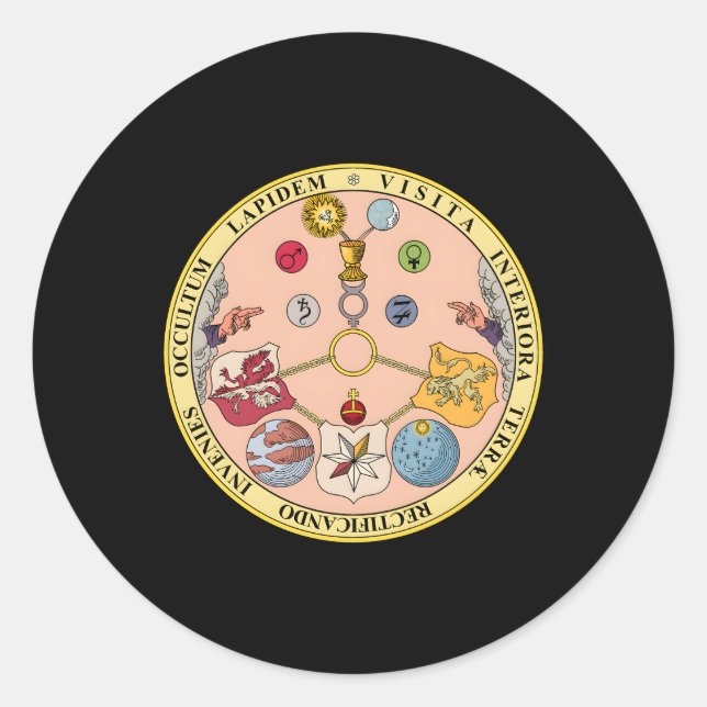 Vitriol Rosicrucian Secret Symbols Alchemy Runder Aufkleber (Vorderseite)