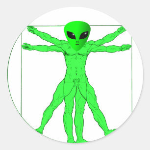 Vitruvian Alien Runder Aufkleber