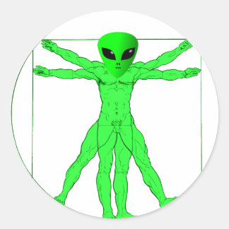 Vitruvian Alien Runder Aufkleber