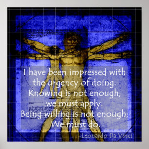 Vitruvian LEONARDO Mann-Blau-Plakat Poster