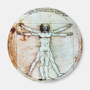 VITRUVIAN MAN , antikes braunes Pergament Magnet