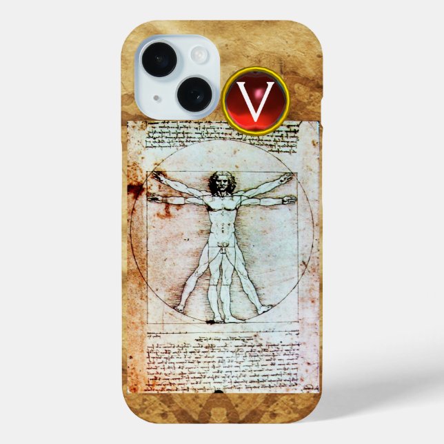 VITRUVIAN MAN Antique Parchment Red Ruby Monogram title_seo2 (Rückseite)