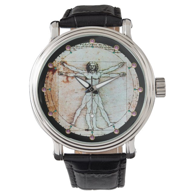 VITRUVIAN MAN Antique Perchment Armbanduhr (Vorderseite)