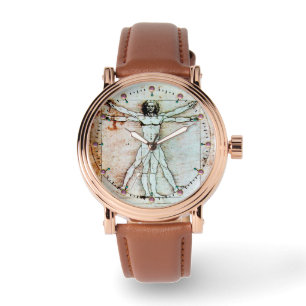 VITRUVIAN MAN Antique Perchment Armbanduhr