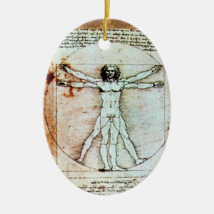 VITRUVIAN MAN Antique Perchment Keramik Ornament