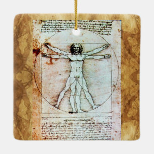 VITRUVIAN MAN Antique Perchment Keramikornament