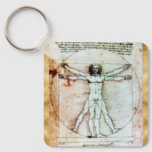VITRUVIAN MAN Antique Perchment Schlüsselanhänger