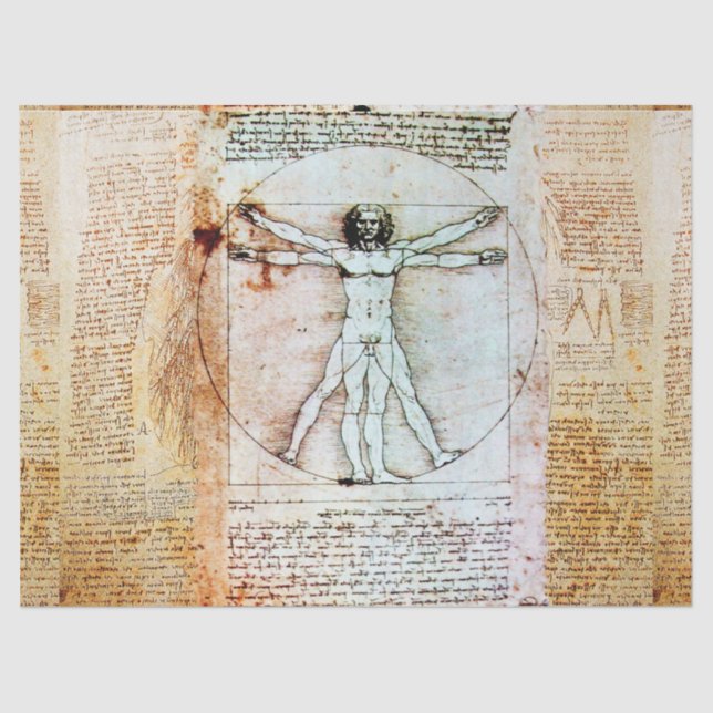 VITRUVIAN MAN Antique Perchment Seidenpapier (Vorderseite)
