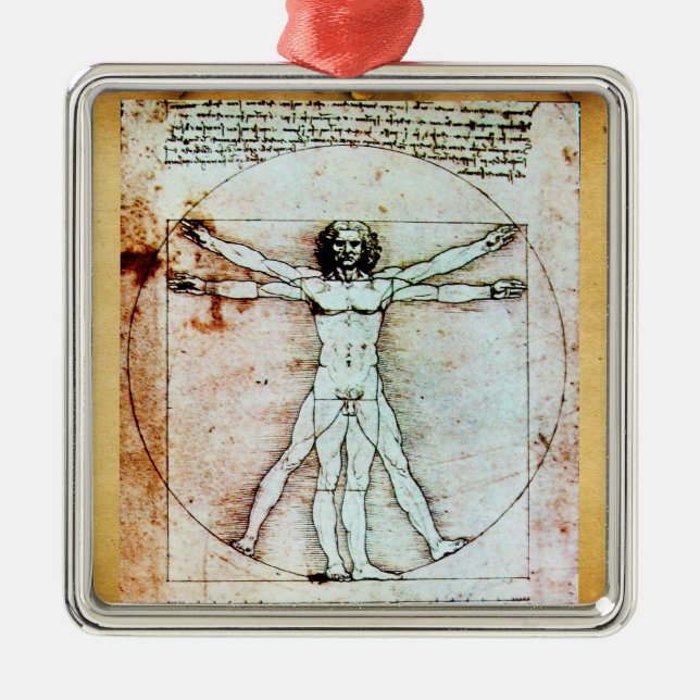VITRUVIAN MAN Antique Perchment Silbernes Ornament (Vorne)