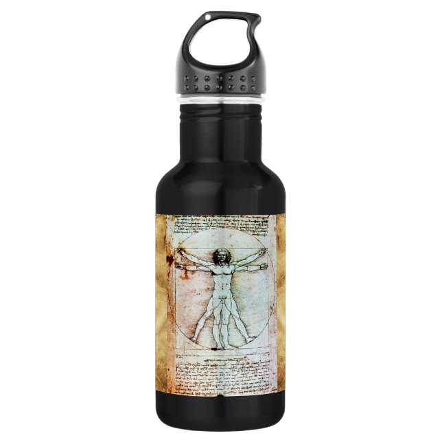 VITRUVIAN MAN Antique Perchment Trinkflasche (Vorderseite)