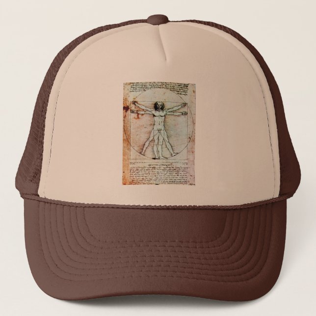 VITRUVIAN MAN Antique Perchment Truckerkappe (Vorderseite)