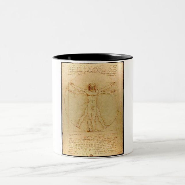 Vitruvian Man, Leonardo Da Vinci Zweifarbige Tasse (Mittel)