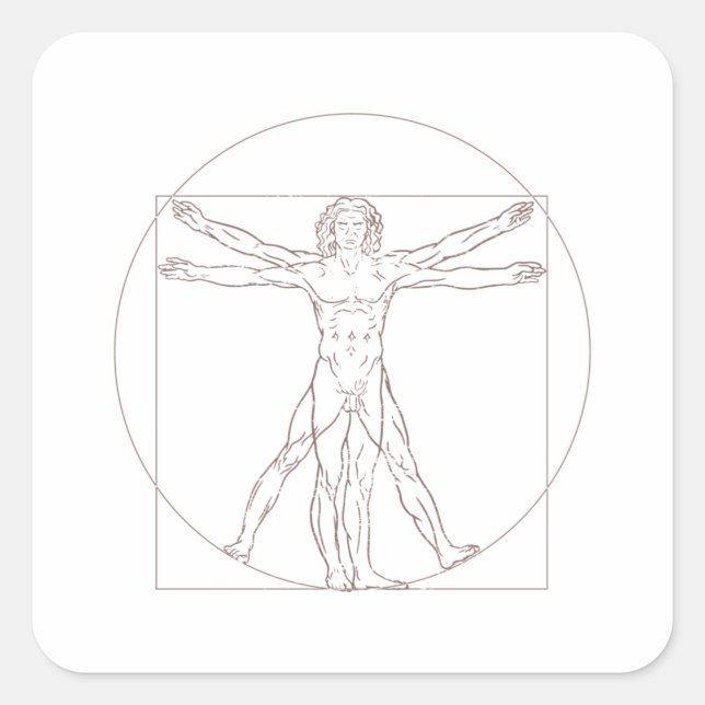 Vitruvian Man Quadratischer Aufkleber (Vorderseite)