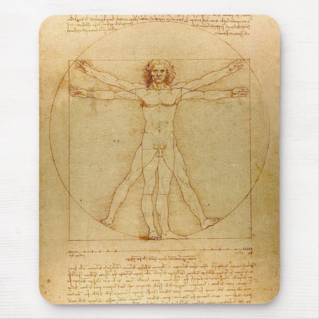 Vitruvian Man von Leonardo Da Vinci Mousepad (Vorne)