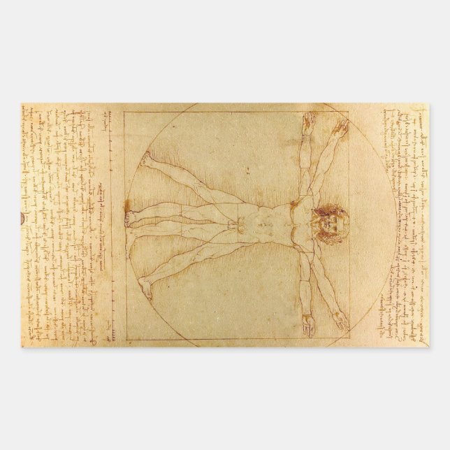 Vitruvian Man von Leonardo Da Vinci Rechteckiger Aufkleber (Vorderseite)