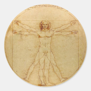 Vitruvian Man von Leonardo da Vinci Runder Aufkleber