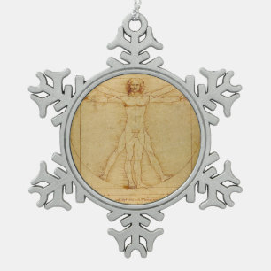 Vitruvian Man von Leonardo Da Vinci Schneeflocken Zinn-Ornament