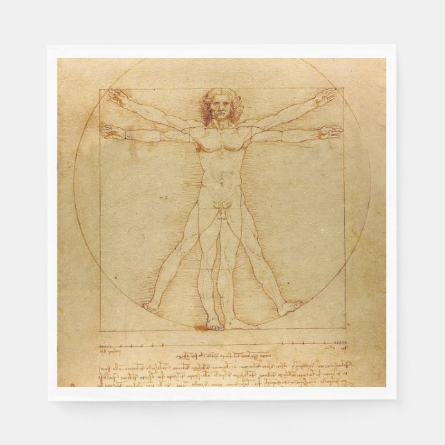 Vitruvian Man von Leonardo Da Vinci Serviette (Vorderseite)
